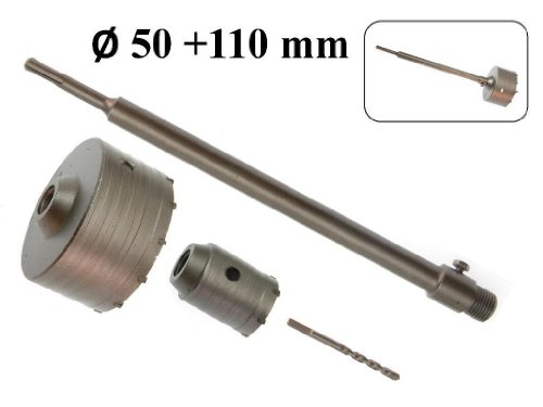 2x SDS-Plus Bohrkrone mit Zentrierbohrer 50 mm + 110 mm