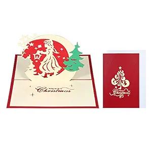 WorldCare 3D Christmas Pop Up Greeting Card Artful Gift Card with Envelope Christmas Supplies-Angel-CS-A-286623