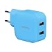 Produktbild Lumsing USB Schnellladegerät Quick Charge 2 Port-Ladegerät, 20W QC2.0 Dual USB Port Reise-Ladegerät für iPhone, Samsung Galaxy S5/ S6, Hinweis 4 /5, Google Nexus 6, Sony Xperia Z3/ Z4 Tablet Blau