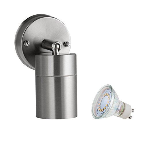 SEBSON® Aussenleuchte, Wandleuchte, Edelstahl inkl. GU10 LED Lampe 4W (3,5W) kaltweiß