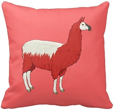 18" x 18" Funny Red Llama Decorative Throw Pillow Case Cushion Cover