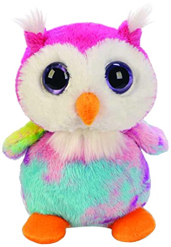 Suki Gifts Lil Peepers Fun Moonbeam Tie Dyed Owl Plush Toy with Silver Sparkle Accents (Small, Pink/White/Blue)