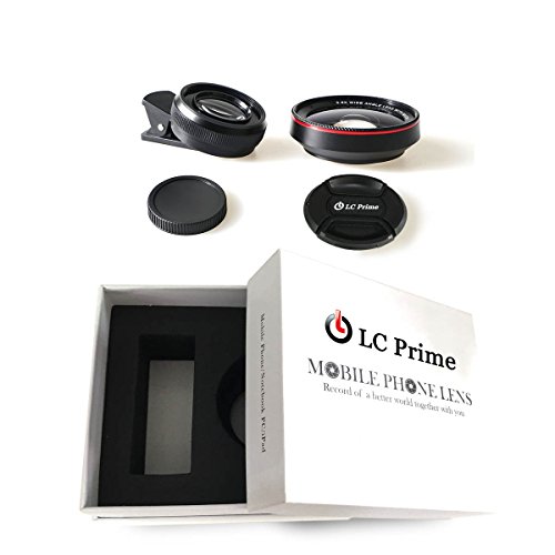 Clip-on-Phone-Lens-2-in-1-06x-Super-Ultra-Wide-Angle-Lens-125x-Macro-Lens-HD-For-Cell-Phone-Apple-iPhone-Android-Phone-iPad-Samsung-HTC-Nokia-Sony-Smartphones-Aluminum-Alloy-Optical-Glass-black-by-LC-