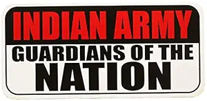 FameUs Indian Army Guardians of The Nation Printed On Both Side Sticker for Car Wall/Door (300 GSM Paper, 7.6 x 3.6 Inches, Red, Black and White)