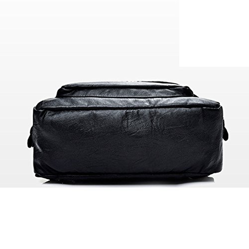 Dame Frauen Weiche Leder Rucksack College Umhängetasche Rucksack Umhängetasche Schwarz Black2