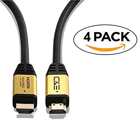 C&E High Speed Ultra HDMI Cable CL3 Rated (10 Feet / 3.0 Meter) with Ethernet, Supports ( 4K x 2K @ 60HZ), Video 4K UHD 2160p, HD 1080p, 3D, Xbox PlayStation PS3 PS4 PC, 18Gbps, Audio Return, Latest Version (4 pack)