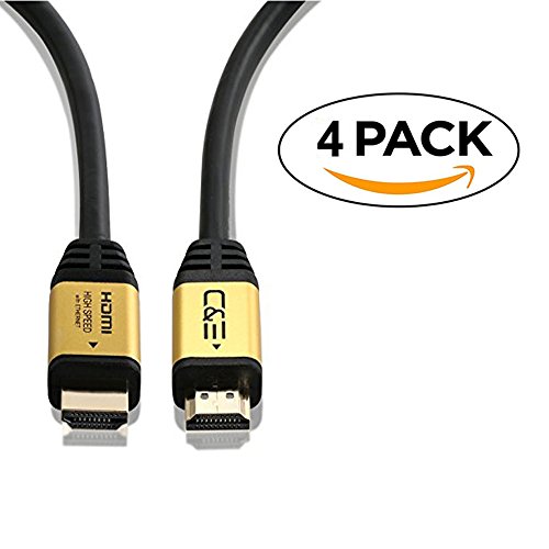 C&E High Speed Ultra HDMI Cable CL3 Rated (10 Feet / 3.0 Meter) with Ethernet, Supports ( 4K x 2K @ 60HZ), Video 4K UHD 2160p, HD 1080p, 3D, Xbox PlayStation PS3 PS4 PC, 18Gbps, Audio Return, Latest Version (4 pack)