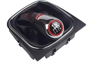 Kakulkomen Schaltsack Schaltmanschette Schwarz Schaltknauf 5 Gang kompatibel mit V-W Golf 6 Golf 5 A5 MK5 GTI GTD R32 2004-08 Scirocco 09-14