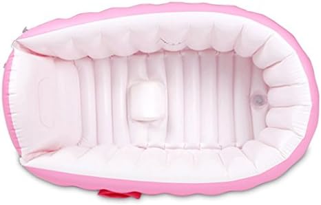 DFG012 Baby Soft Inflatable Bathtub Children Anti-slippery Swimming Pool Foldable Travel Style Shower Basin Seat Baths (For 0-3 Years) ,Pink/Blue ( Color : Pink )