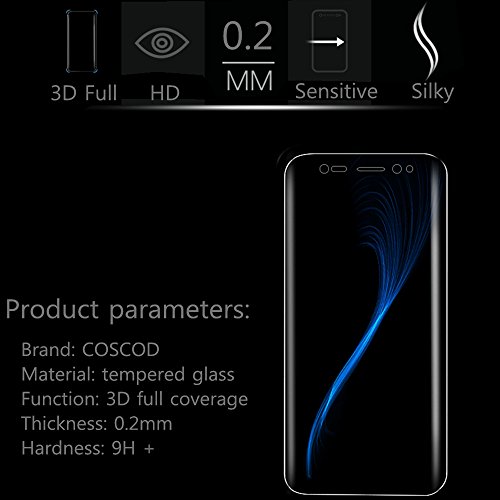 coscod Galaxy S8 gehärtetem Glas Displayschutzfolie 3D Full Deckung Samsung S8 Displayschutzfolie SHIELD Gebogene Kante alle rund 3D Schützen [schwarz] für S8, 9H + Härte - 3