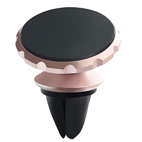 Universal Air Vent Magnetic Car Mount ,PEMOTech Stylish 360 Rotation Car Phone Holder,Metal Car Cradle for iPhone X/10 8/8 Plus 7/7 Plus 6s/6s Plus/6/6 Plus, Samsung Galaxy S8/S8 Plus S7/S7 Edge S6/S6 Edge, Note 8/5/4/3, GPS or Other Devics,+100 to Safeness & Comfort (Rose Gold)