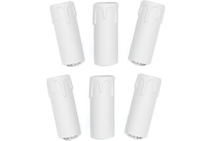 prometeo electronics Kit 6 portalampade E14 finta candela bianca con niples H65mm vite di blocco di sicurezza