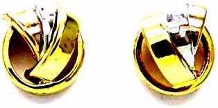 Stud Earrings – 18 KT Gold Tri-Colour – A Yarn White Yellow Pink Women
