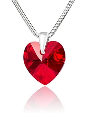LillyMarie Damen Halskette Sterling-Silber 925 original Swarovski Elements Herz rot Schmuck Etui Geschenke an...