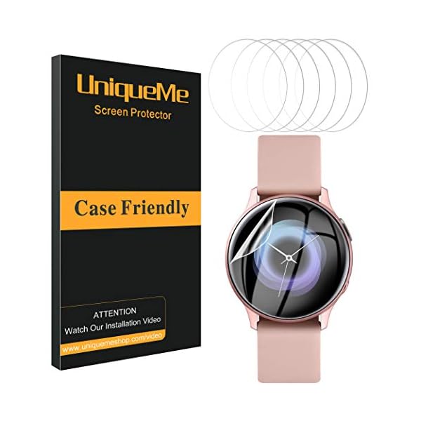UniqueMe [6 Pack] Protector de Pantalla para Samsung Galaxy Watch Active 2 40mm / Samsung Galaxy Watch Active, [Fácil…