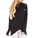 Produktbild Irregulär Pullover Damen,Elecenty Frauen Tops Tasten Sportshirt Bluse Abschlag Asymmetrisch Sweatshirts Elegant Herbst Winter Langarmshirt Streetwear
