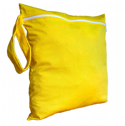 FAB4BABYSTARS, Sun Yellow, Wet Bag, Nappy Bag, Toiletry Bag, Laundry Bag, Peg Bag, Snack Bag, Storage Bag for Toys, Stretchy, Waterproof Material with Zip, Handle for Hanging up