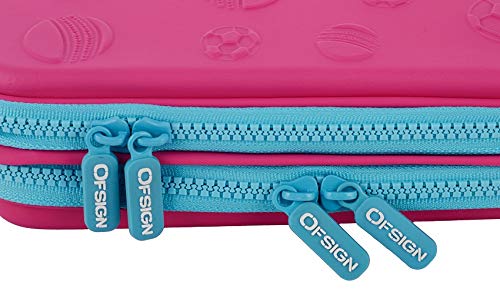 Ofsign Sports Dual Layer Pencil Case for Boys â Multi-Use Pencil Box for Girls with Mesh Pocket, Stationery Items Organizer, Large Capacity Pencil Pouch (Football Art, Pink) - Image 7