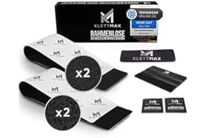 ‎KLETTMAX KLETTMAX® Kennzeichenhalter im Set für 2 Kurze Kennzeichen - für jedes Kennzeichen und Auto - rahmenlose Klett Nummernschildhalter 460mm