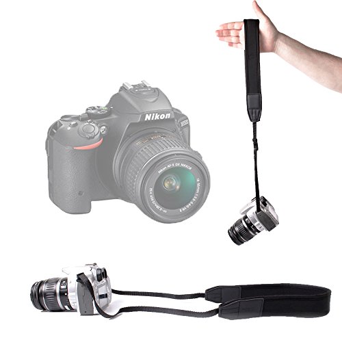 Bandouli  re   tour de cou ajustable en n  opr  ne noir DURAGADGET pour appareil photo SLR Bridge Nikon D5500 et Canon Powershot SX530 HS  par DURAGADGET