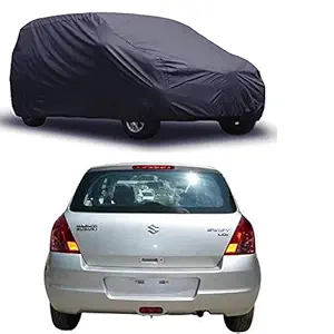 ABS AUTO TREND Dust Proof Indoor & Outdoor Car Body Cover for Maruti Suzuki Swift Old with Heavy Buckle Belt, Elastic Hem, Triple Stitched with Protection Anti UV, Sun, Car Cover (Grey)