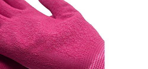 Gartenhandschuhe Arbeitshandschuhe Handschuhe Rutschfeste Montagehandschuhe Nahtlos mit Vollfinger Latexkratzer Beschichtung, 1 Paar,Größe:9(L) Pink - 4