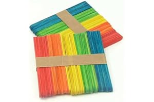 CRAFTPLAY Wood Craft | Lollipop Sticks | Wooden Popsicle Sticks | Assorted Colours | Pack of 100