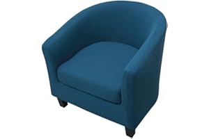 Highdi 2 Pezzi Copripoltrona 1 Posto Chesterfield Elasticizzato, Poltrona Club da Cocktail Antiscivolo Rimovibile Tub Chair Copripoltrona per Camera da Letto Bar (tinta unita - blu pavone)
