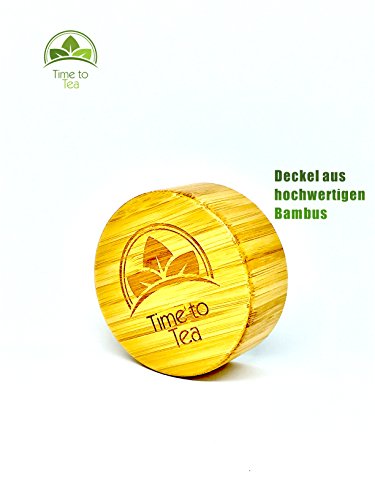 Time to Tea© Edel-Glas Tee-Bereiter und Fruit-Infuser mit Thermo-Funktion | hochwertige, doppelwandige Tee-Flasche mit Edelstahl-Sieb & Bambus-Deckel | Thermo-Trinkflasche ideal für Unterwegs, die Arbeit oder Uni | 450ml BPA-frei - 5