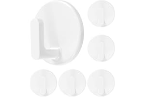 BYSMAH Self Adhesive Hooks, 6 Pack Strong Sticky Small Round White Wall Hooks for Hanging, Kitchen, Bathroom, Keys, Utensils & Home Decor No Drilling