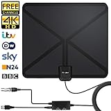 【Canales HD Gratuitos】Esforzamos para que disfrute de cientos de programas de TV HD de alta calidad gratis sin cable; incluyendo SKY, BBC, ITV, DW, N24, WDR, France TV, RAI, RTVE y MUCHO MÁS, amplificador TS-ANT, antena de TV compatible con la caja de conversión de TV y cientos de canales digitales; ¡Ya no tiene que pagar una cuota mensual o suscripción!