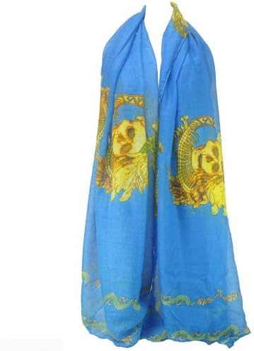 Skull Scarf Long Scarf Vintage Sugar Skulls Gothic Fashion Scarf Ladies Shawl Blue Vintage