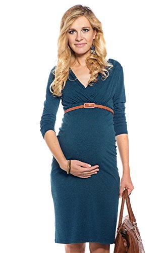 My Tummy Maternity & Nursing Pencil Dress Carla Teal Green S (Small, Teal)