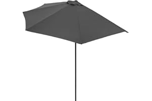 Kingsleeve® Demi-parasol Ø 270 cm anthracite Parasol de balcon terrasse avec manivelle Pare-soleil Protection solaire UV 50+