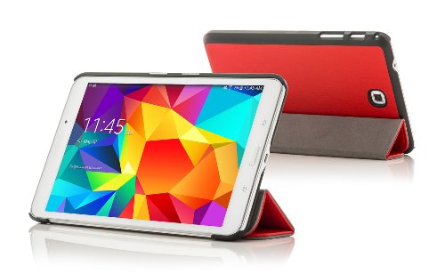 ForeFront Cases® Neue Leder Hülle / Tasche / Case / Cover für Samsung Galaxy Tab 4 8.0 T330 – Rundum-Geräteschutz und intelligente Auto-Sleep-Wake-Funktion mit 3-JAHRES-GARANTIE VON FOREFRONT CASES – inkl. Eingabestift und Displayschutz - 4