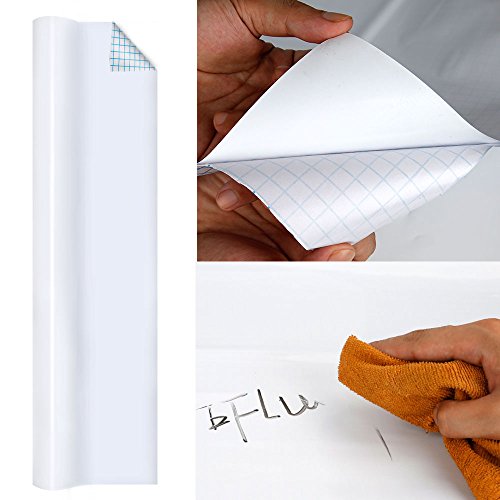 efluky Pizarra blanca adhesiva  45 x 200 cm  para hogar y oficina  Blanca 