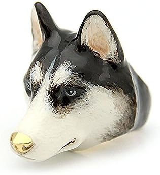 Storm Ring Husky Ring Ring golden Handmade adjustable size animal 18K gold painting Animal ring