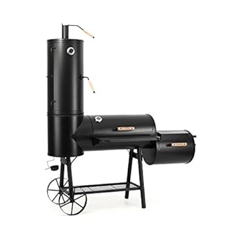 Klarstein Monstertruck Smoker Holzkohlegrill Bbq Ofen 2 Brennkammern 2 Thermometer Rucherturm Holzgriffe Ablage 4 Ebenen Lauffangschale Ascherost Stahl 2 Rder Schwarz