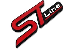PSL ST Line Emblem Metal Car Front Grille Decoration, Easy Installation, comes with screws and sticky decal, Compatible with Most Cars in black and red