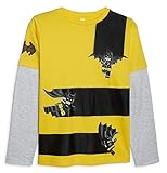 Batman DC Comics amarillo y gris manga larga camiseta de algodón para Boy's.