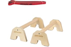 GORILANT Gorletic - Soporte para Flexiones y Banda de Resistencia, Paralelas de Suelo y Banda con Resistencia, Paralelas de Calistenia Barra de Madera 45CM para Entrenamiento en Parque y Gym en Casa
