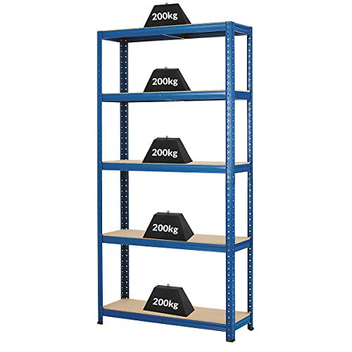 Certeo Etagère de garage | HxLxP - 178 x 90 x 30 cm | Charge maximale de 200 kg par étagère | Profondeur 30 cm | Charge totale acceptable 1000 kg | Rayonnage métallique