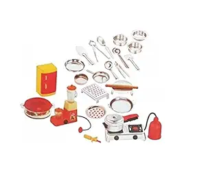 Kaizen Enterprises 24pcs Mini Stainless Steel Utensils Non Toxic Indian Kitchen Set Great Kitchen Toys for Girls (Kids Love Kitchen Set)