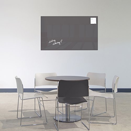 Smart Glass Board ® 100 x 60 cm, Grey, Magnetic Glass Board / Dry Erase / Magnetic Pin Board + 3 Magnets + 1 Marker + 1 Board Eraser
