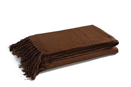 EliteHomeCollection - Colcha para sofá o Cama de Matrimonio (228 x 254 cm, 100% algodón), Color marrón
