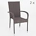 Produktbild 2X Gartenstuhl Braun stapelbar Polyrattan Stapelstuhl Bistrostuhl Gartensessel Poly Rattan Set