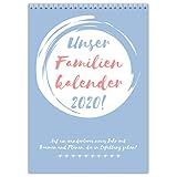 Planificador familiar XXL con 5 columnas grandes para 5 personas y pared posterior estable - Formato: 42 x 29,7 cm (DIN A3)
