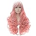 Price comparison product image Baisheng Women Long Straight Side Parting Natural Black Cosplay Full Fashion New Wigs Anime Costume Synthetic Fibre Full Hair Heat Resistant Wigs (27.56inch-LW-1080 pink smoke streaked)