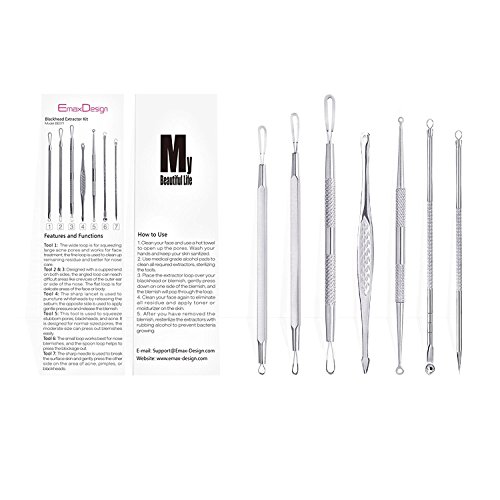 Mitesserentferner – Pickel und Akne Werkzeug Set von EmaxDesign – Werkzeuge zur Professionellen Behandlung von Gesichtsunreinheiten wie Whiteheads (Weiße Mitesser),Mitesser und Pickel Entferner - 5