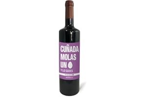 Regalo original. Botella de vino tinto Cuñada molas un huevo. 75cl.